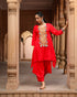Scarlet Red Asymmetrical Set with Cowl Pants
